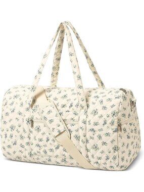 Stylish Quilted Floral Duffle Bag for Women | Travel Gym Bag with Zipper Pocket